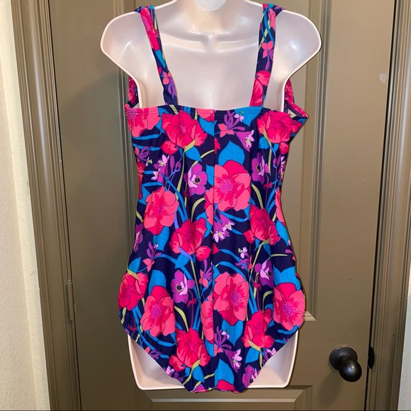 Lands' End One Piece Swim Suit Navy Floral 18W - Picture 7 of 12